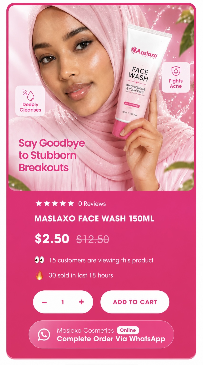 Maslaxo Face Wash 150ml held by a model
